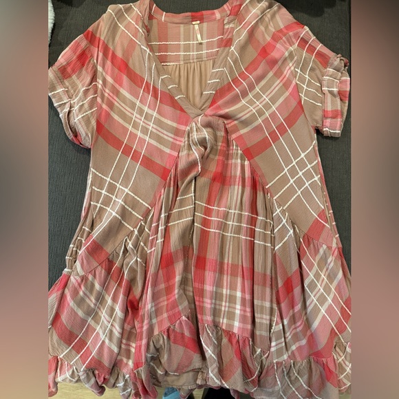 Free People Dresses & Skirts - Free People Agnes Plaid Asymmetric Hem Minidress- Size Small